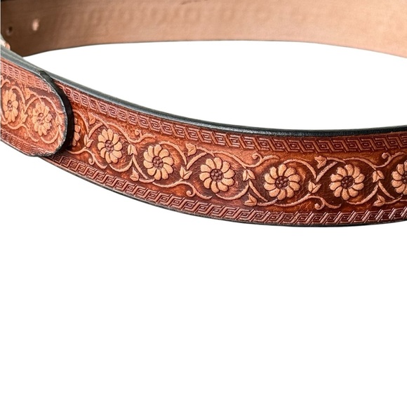 LA PLEBE BOOTS Men's Western Leather Belt Brown Size 38 Adjustable. NW/oT - Picture 3 of 7